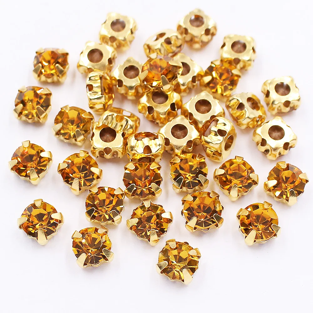 50 Stück-100 Stück Goldkrallenbasis zum Aufnähen von Strasssteinen, Kristallsteinen, Strass-Glasperlen, Nähen von Strasssteinen, Kleidung, Basteln, Edelsteine – Detail 6