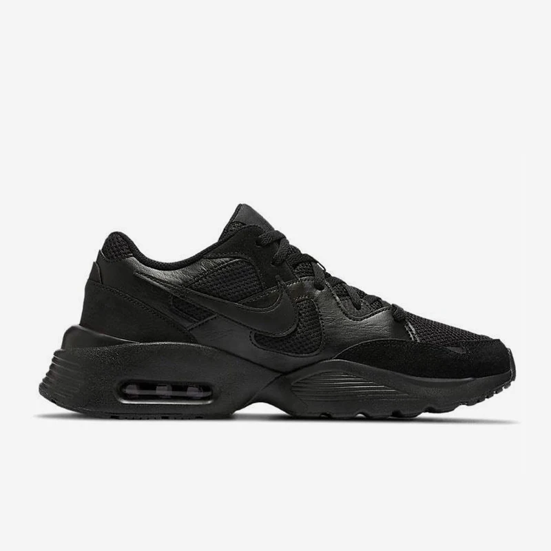 حذاء الجري Nike Air Max Fusion الرياضي الشبكي المتين القابل للتنفس ومنخفض الجودة للرجال باللون الأسود النقي CJ1670-001 حذاء رياضي