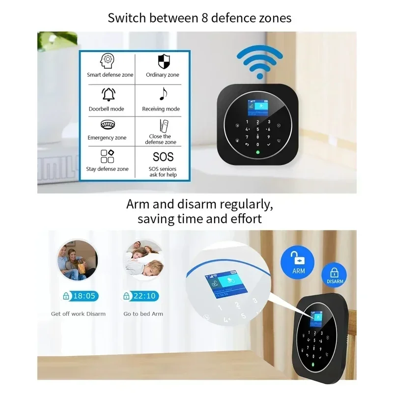 W9B Tuya WIFI Alarm System Kits for Home Burglar Security 433MHz WiFi GSM Alarm Wireless Tuya Smart House App Remote Control