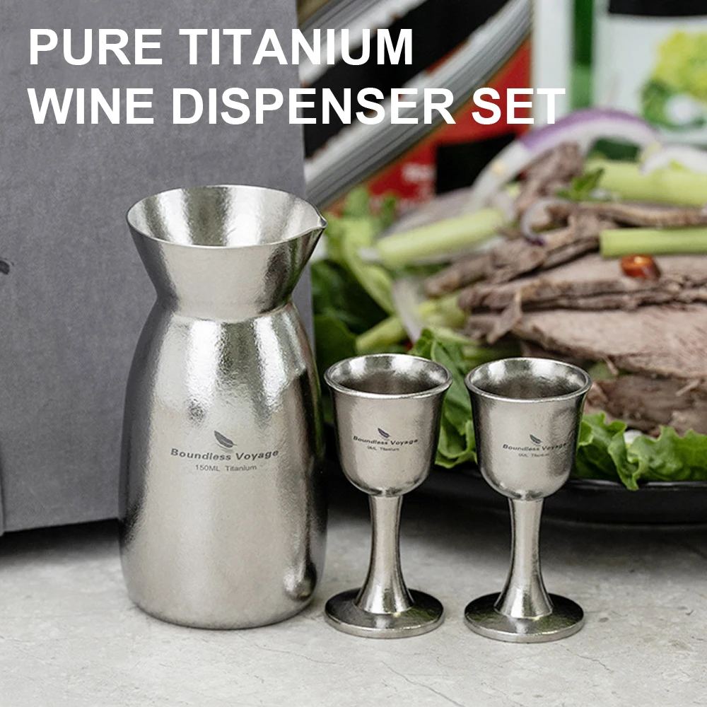 

Pure Titanium Wine Dispenser Set, Portable Japanese Style Shochu Pot And High-End Wine Vessel For Camping Trips，A1556