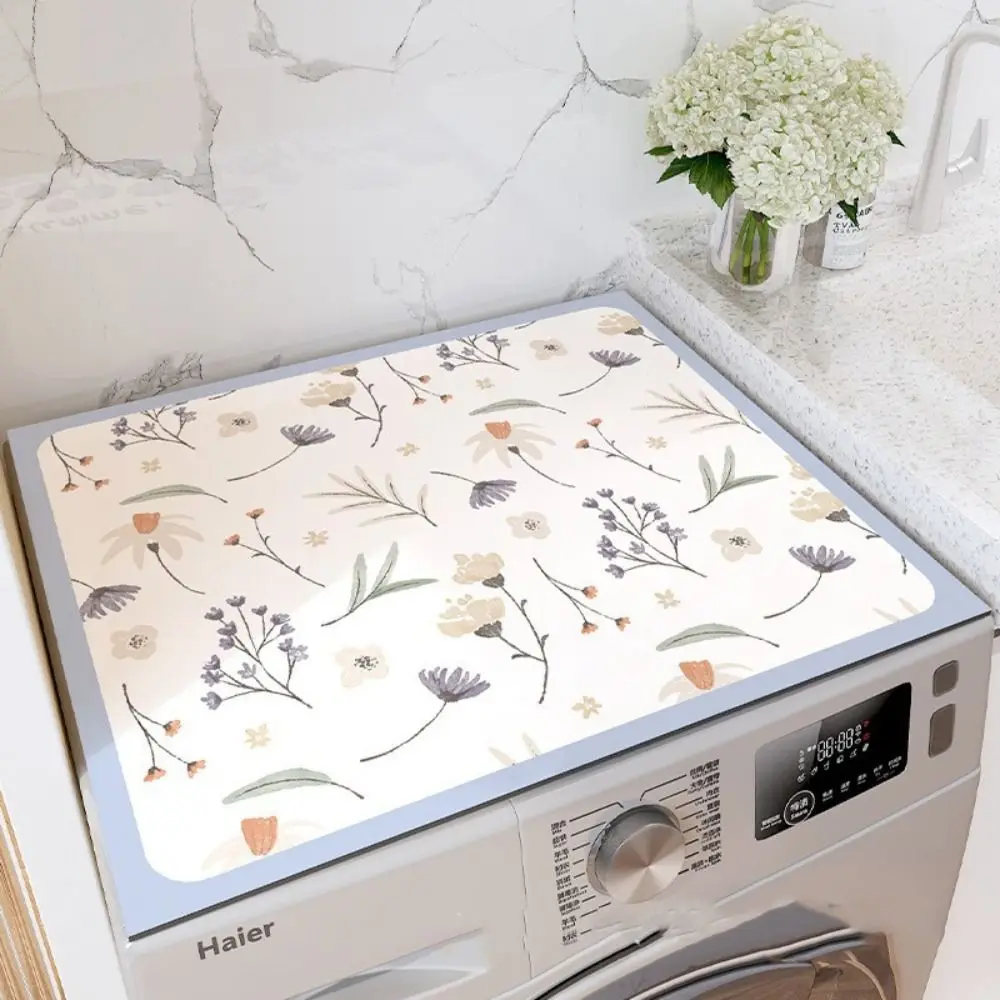 

Printed Washing Machine Dust Cover Absorbent Dirt Resistant Fridge Top Mat Anti-skid Scrubbable Floor Mat Refrigerator