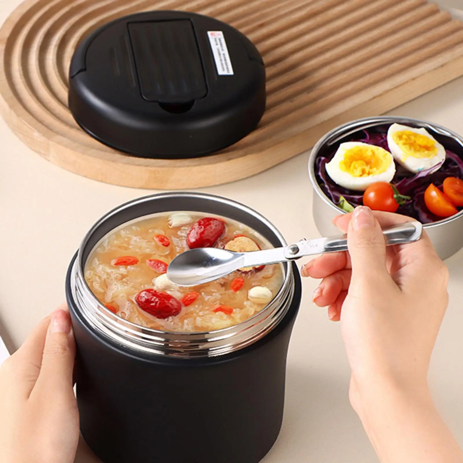 

Thermal Food Container 1.2L Insulated Hot Food Lunch Container Stainless Steel Jar Leakproof Box for Soup Salad Meal Travel