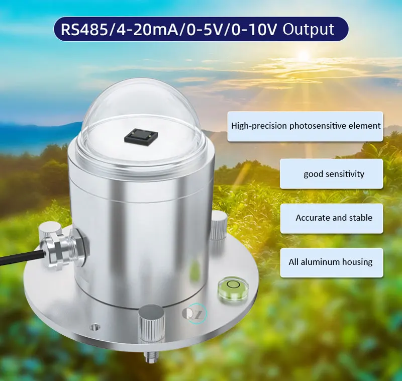 10V~30V Power mini solar radiation sensor measurement solar radiation meter RS485 4-20mA 0-5V Weather Station Solar Pyranometer