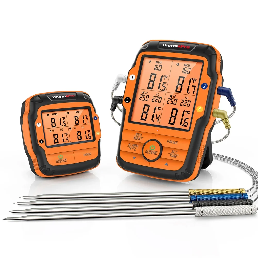 TOP Brand ThermoPro TP27B 500ft Digital Wireless Grill BBQ Meat Thermometer Electronic Thermometer Timer Made Durable Plastic