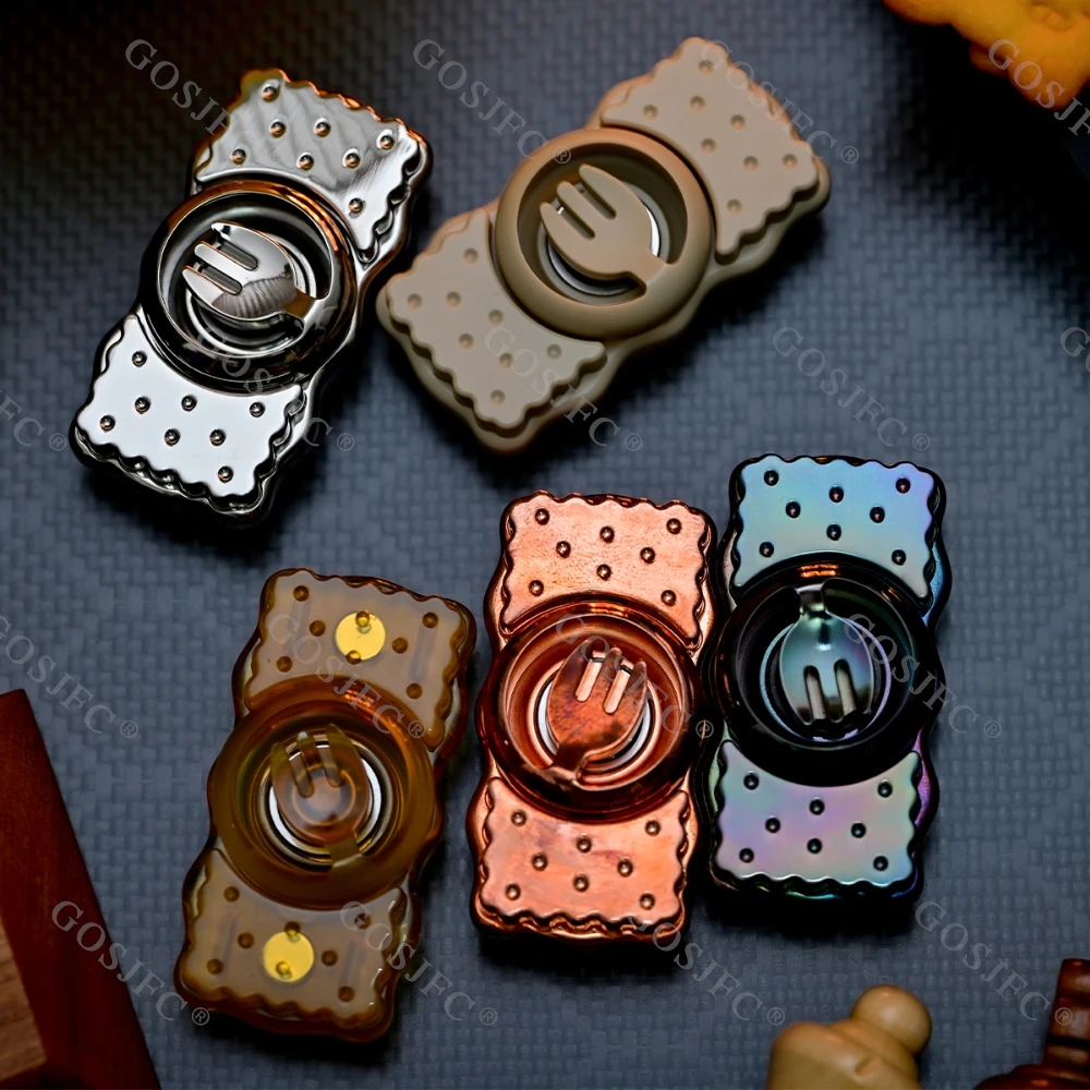 YOUBING EDC Biscuit Spinner Fidget-Spielzeug für Erwachsene Zweiflügeliger Fidget-Spinner zur Angstlinderung Edelstahl-Spinner