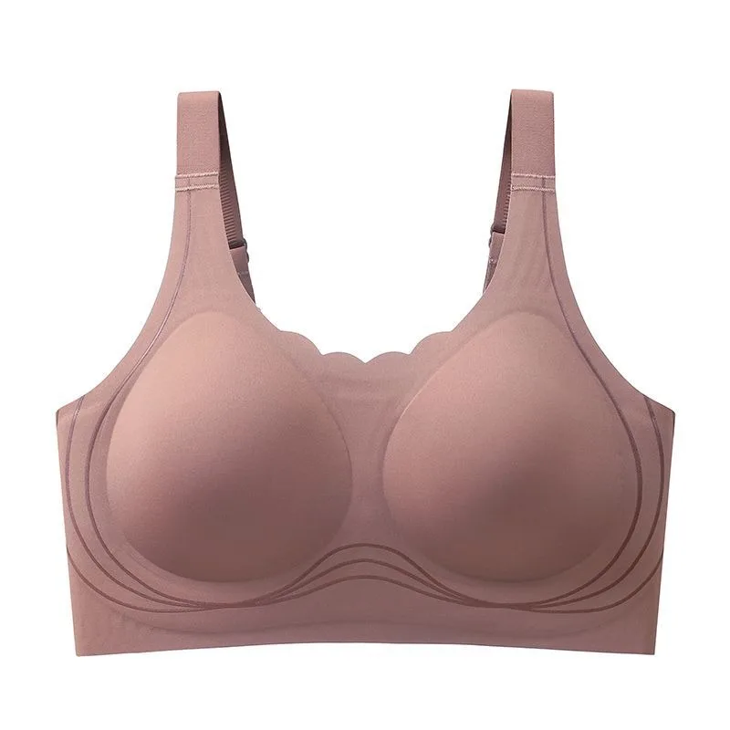 Large Size Seamless Underwear Women's Thin Style Big Breasts Small Breasts Wireless Bra Full Cups Gathered to Close Breasts Prev