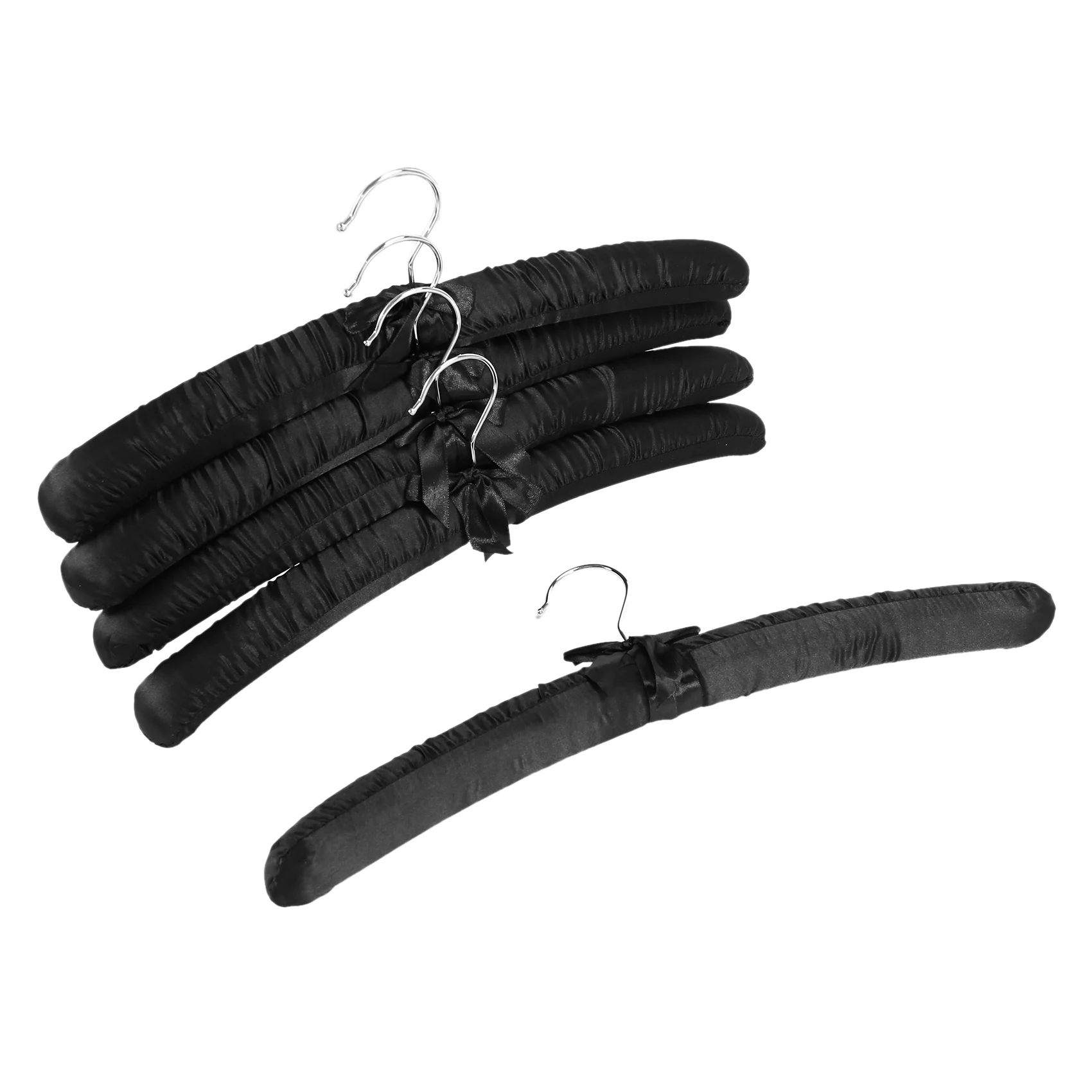 REST 17 Inch Large Satin Padded Hangers,Silk Hangers for Wedding Dress Clothes,Coats,Suits,Blouse (Black,5 Pack)