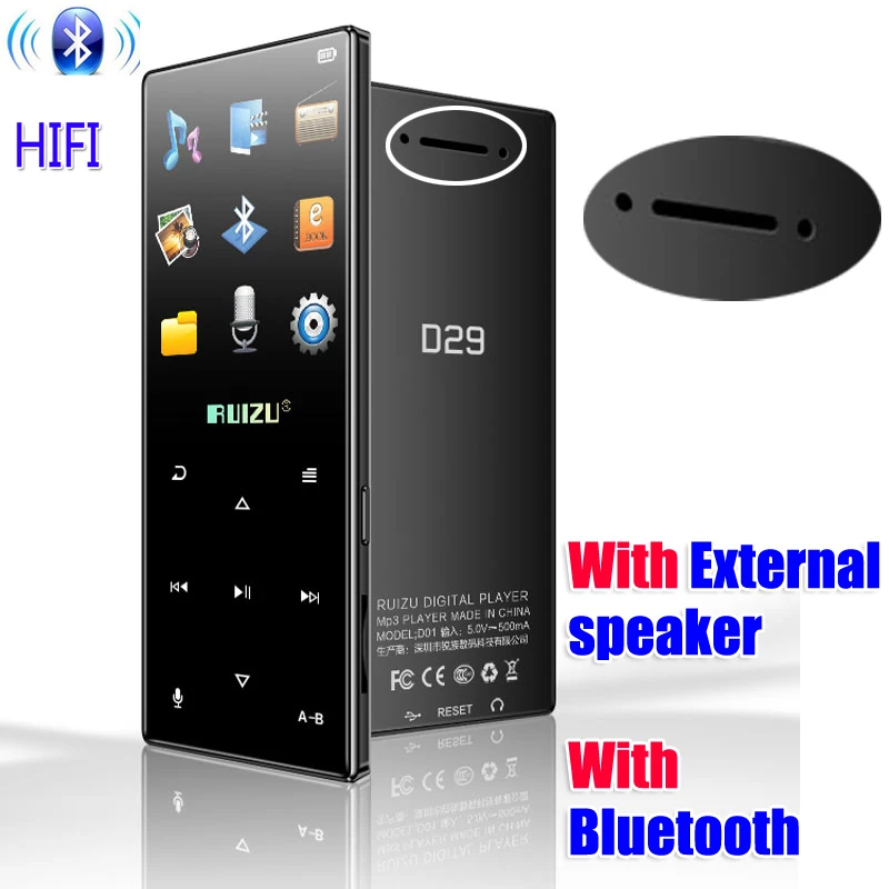 Newest Original RUIZU D29 Sport MP3 Player 8gb with 1.8 in Screen Support FM,Recording,E-Book,Clock,Pedometer external speaker