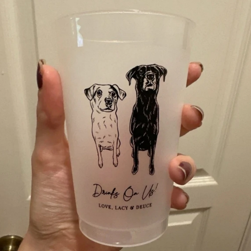 

Customized Pet Frosted Shatterproof Frost-Flex Cups, Personalized Animal Wedding Favor Cups, Dog Wedding Special Event Favors