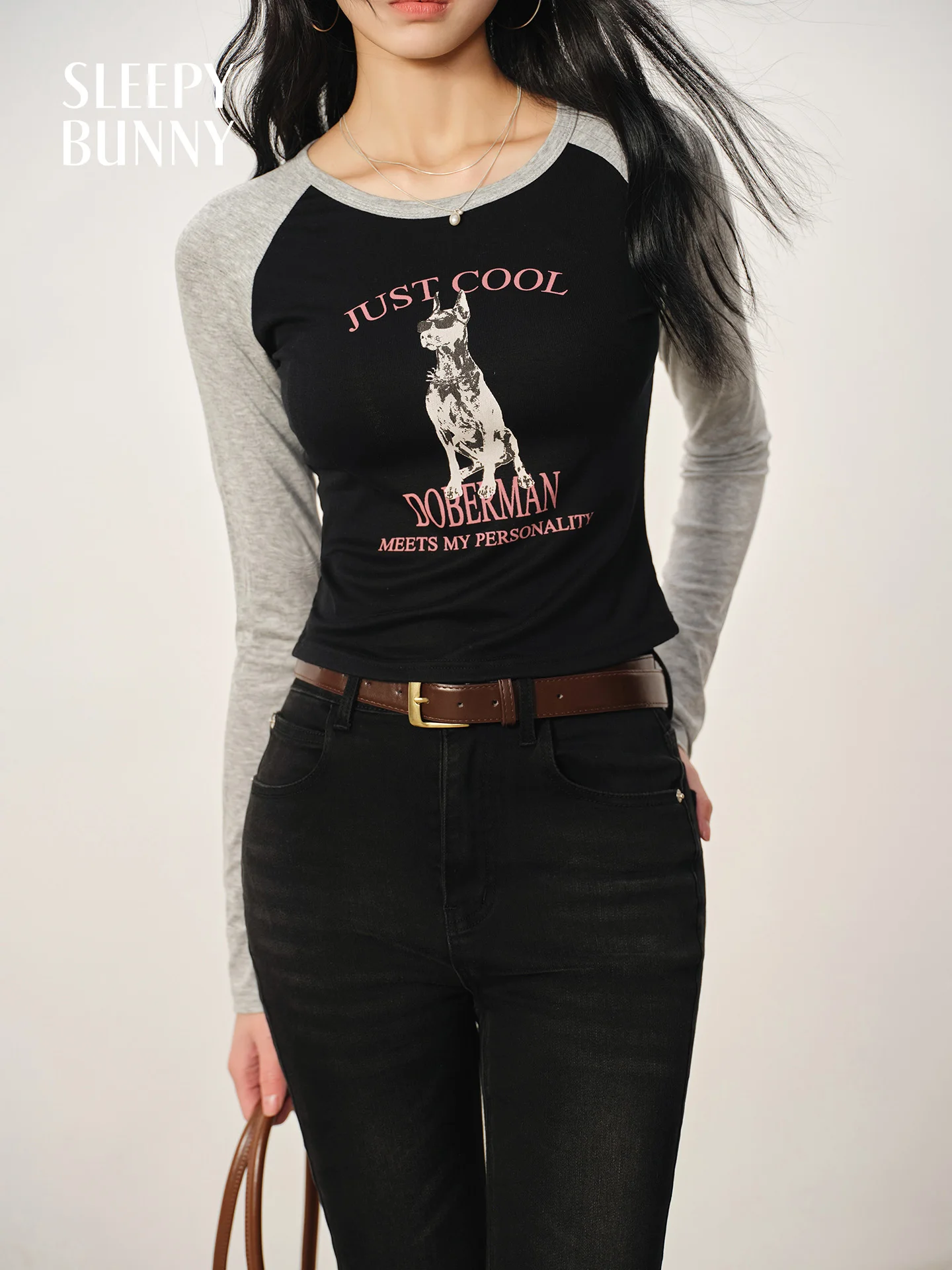 

Colorblock Raglan Sleeve T-Shirt Women Fall Slim Fit Stretchy Lyocell Printed Top Casual Graphic Long Sleeve Tee Daily Outfits