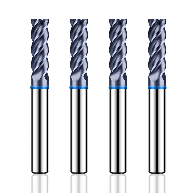 YIFINO TGB-HRC65 4F Color Circle Flat End Mill Tungsten Steel Carbide Black Coating Milling Cutter CNC Mechanical Endmills Tools