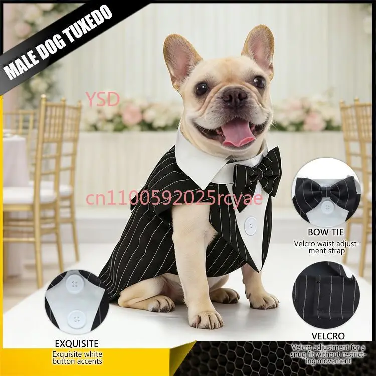 

Spring Summer Pet Wedding Tuxedo Suit With Bow Tie For Male Dogs