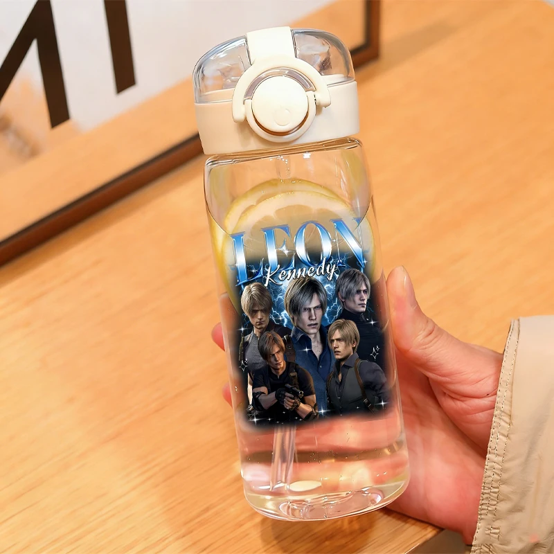 400ml Residents Evil Water Bottle with Straw Kids Anime Kennedy Ada Wong Cup Boys Girl Outdoor Sport School Kettle Children Gift