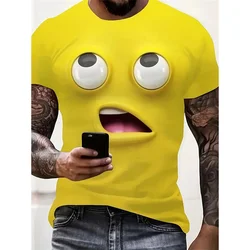 Funny Cartoon Face Pattern T Shirt For Men Fashion 3D Printed Tees Summer Casual Short Sleeve Round Neck Tops Oversized T-Shirts