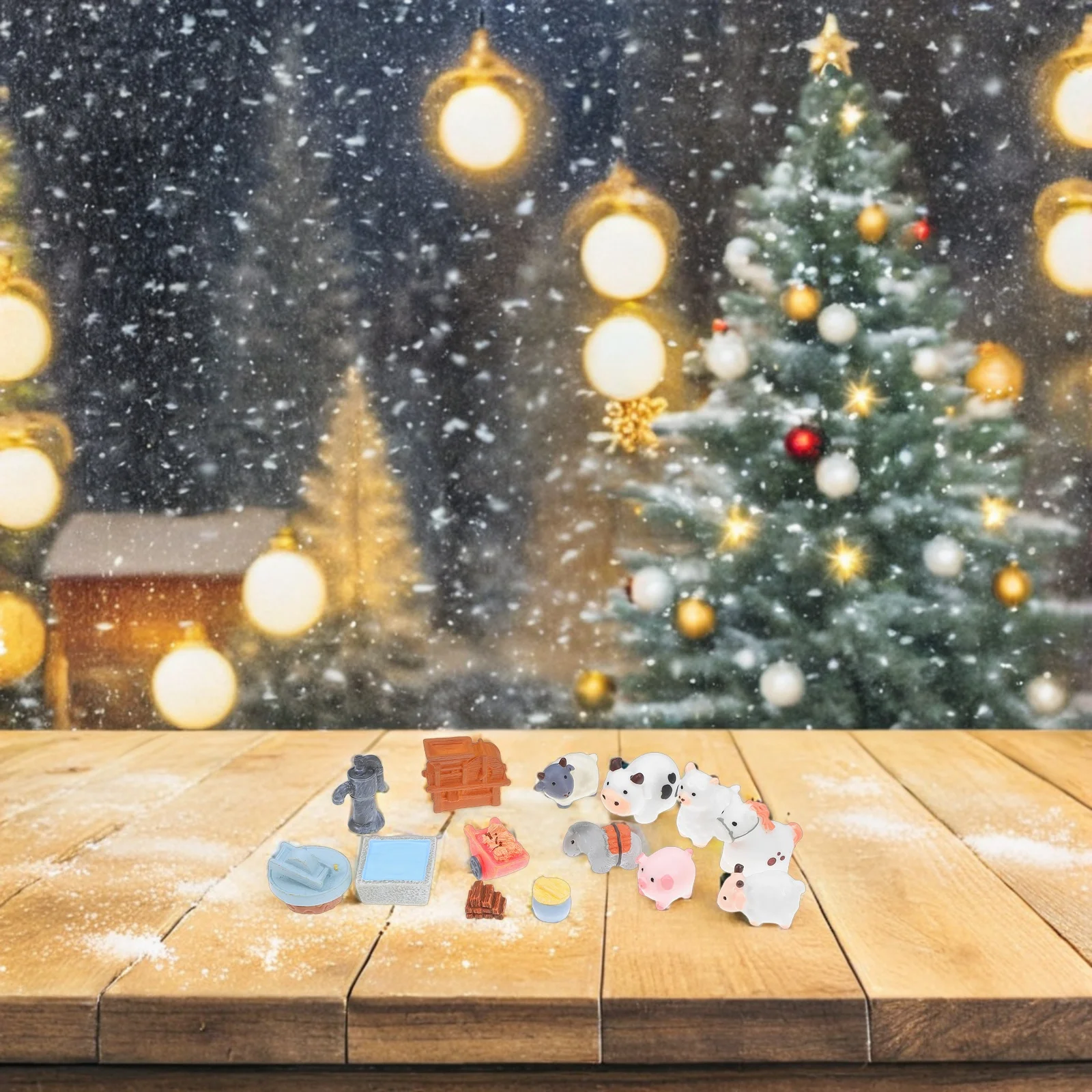 14 قطعة مجموعة حيوانات المزرعة المصغرة الأغنام الأبقار الخيول الكلاب حمار الحظيرة المطاحن لتقوم بها بنفسك حديقة كعكة الزينة الحيوانات الحظيرة