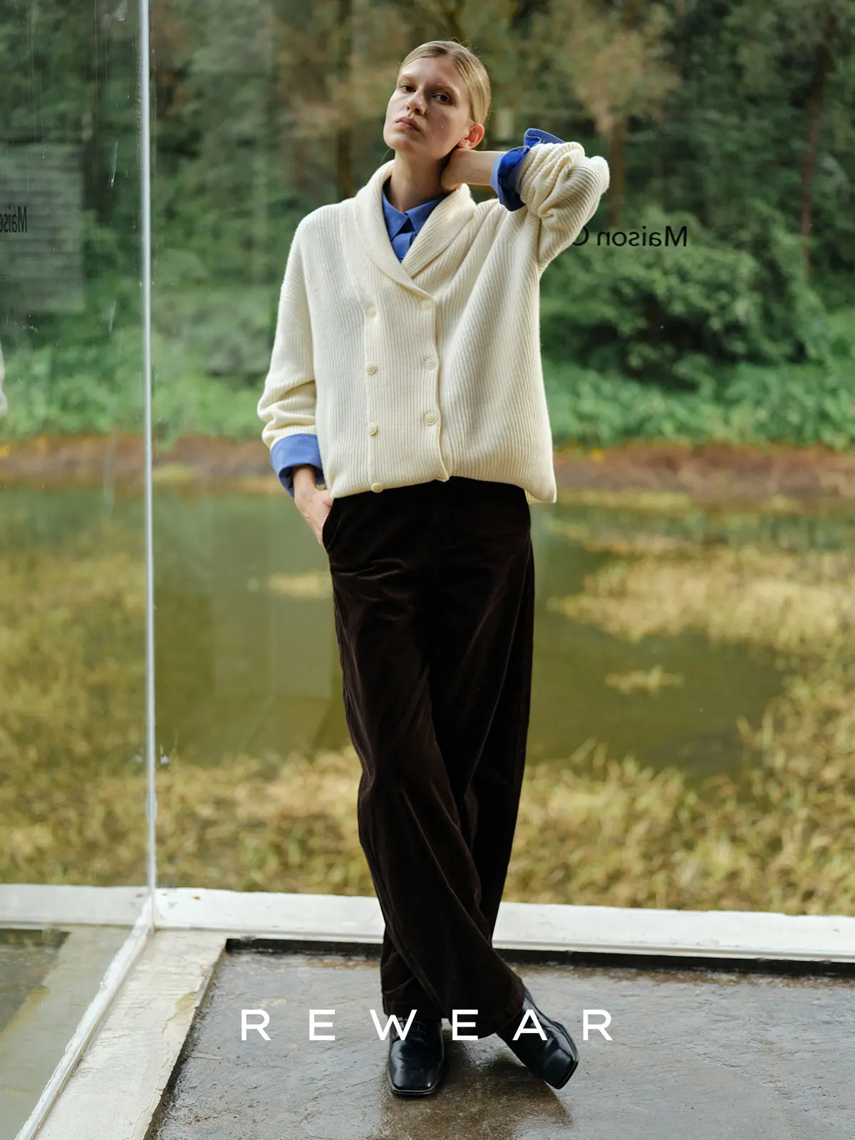 

Женский вязаный кардиган REWEAR из австралийской мериносовой шерсти, утепленный, двубортный, винтажный, свободного кроя, с длинными рукавами, V-образный вырез