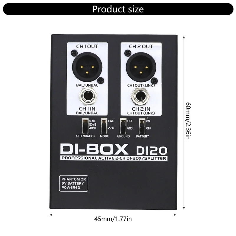 Kleine 2-kanaals directe box Actieve BOX voor aansluiting instrument op mixer Ruiseliminatoren Interfaces N2UB