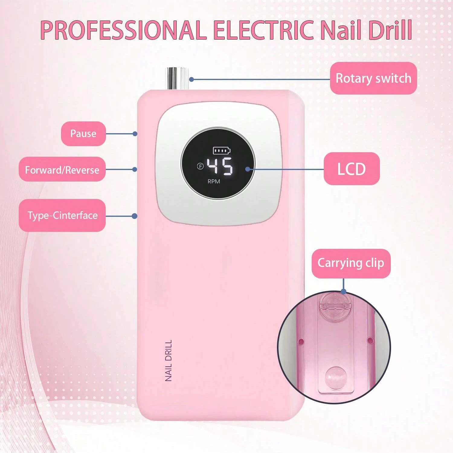 Perceuse à ongles professionnelle 45000 tr/min, outils pour enlever le vernis Gel, lime à ongles Portable pour les ongles en Gel acrylique, outils d'art des ongles