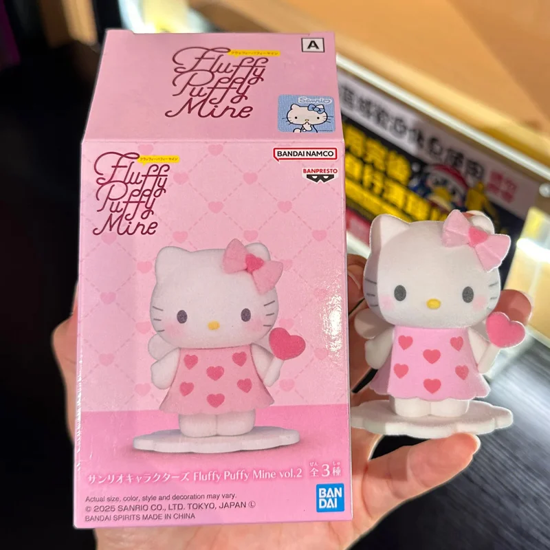 

In Stock Genuine Sanrio Bandai Fluffy Puffy Mine Cupid Love Angel Mini Melody Hellokitty Model Toy Flocking Desktop Ornament