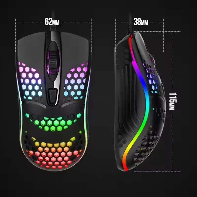 7 Breathing PC Home Use Office LED Back Light Wired Cable Gaming Optical Mouse USB Computer Hollowed Out Mice Laptop Desktop 4D