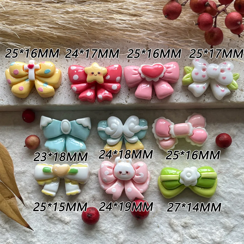 10pcs Cartoon Cute Princess Bow Resin Accessory Piece DIY Handmade Jewelry Accessories Making for Hairclip Phone Case Decoration