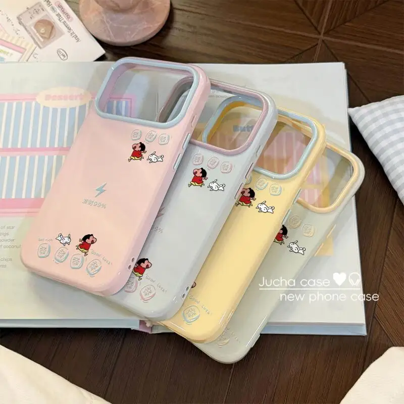 Cute Crayon Shin Chans Good Fortune Pattern Soft Phone Case Shockproof Anti Scratch Protective Mobile Cover Fashion Decor Gift