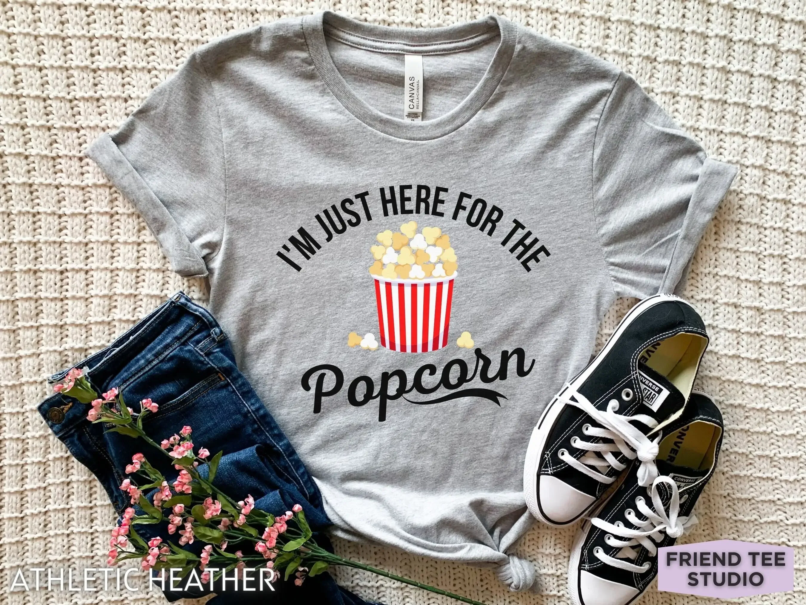 Popcorn T Shirt Funny s Mens Movie Night Film Lover Theater Cinema Team