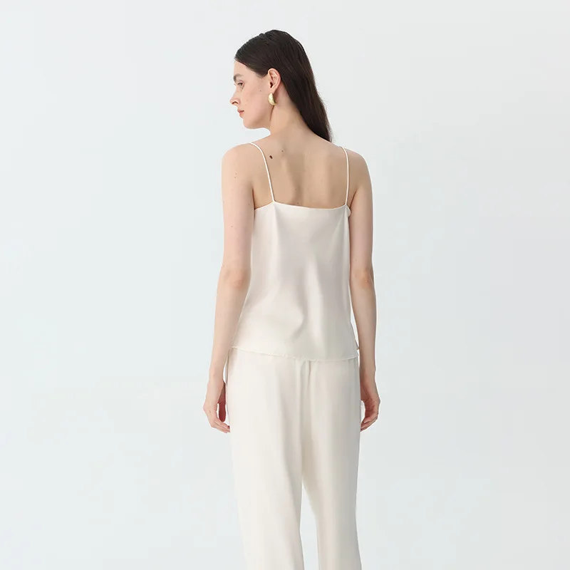 2026 Mulberry Silk Camisole Women V Neck Spaghetti Strap Satin Tank Top Elegant Inner Outer Wear Cami Top For Office Layering