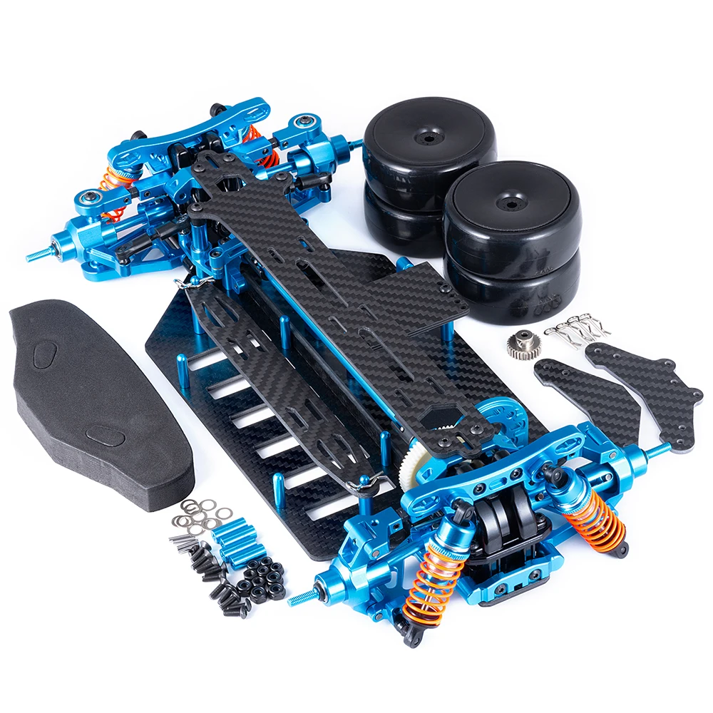 AXSPEED Metal & Carbon Shaft Drive Chassis Frame Kit With Tires for 1:10 TT02 RC Drift Car DIY Upgrade Component