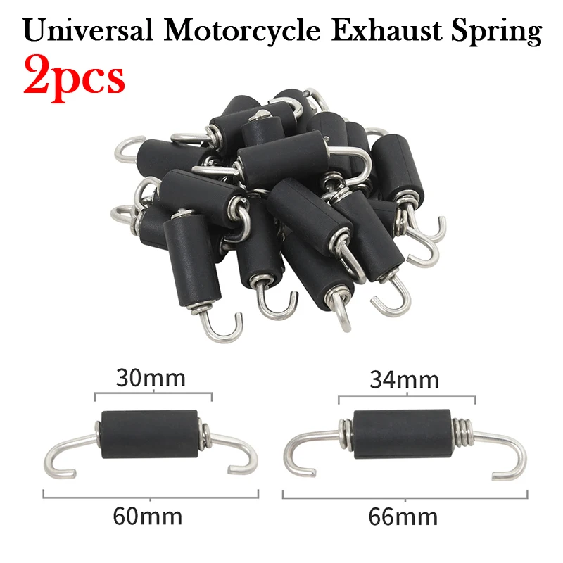 2PCS Universal Motorcycle Exhaust Spring Hooks Stainless Steel Exhaust Front Middle Link Pipe Rotatable Metal Springs Kit Set