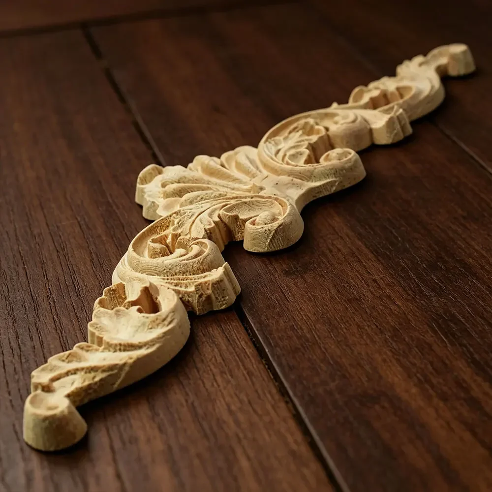 20/30/40/50cm Vintage Home Decoration Accessories Wooden Carved Corner Onlay Furniture Wall Decor Unpainted Frame Wood Applique