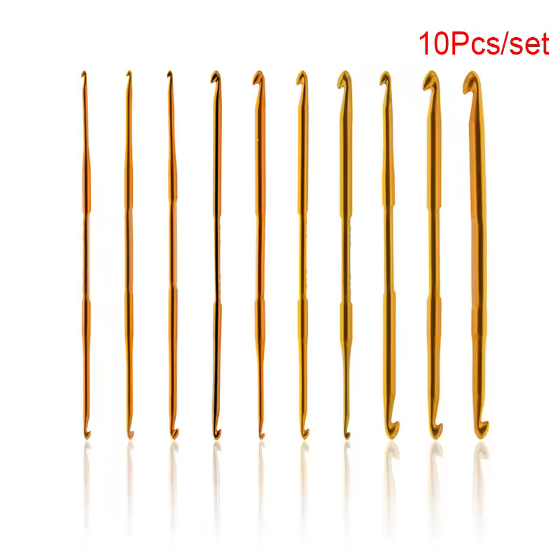10pcs Weave Craft Sweater Knitting Metal Handle Craft Needles Alumina Double End Crochet Hook Knitting Needle(2mm-10mm)