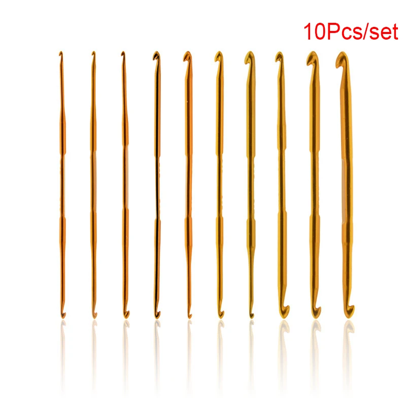 10pcs Weave Craft Sweater Knitting Metal Handle Craft Needles Alumina Double End Crochet Hook Knitting Needle(2mm-10mm)