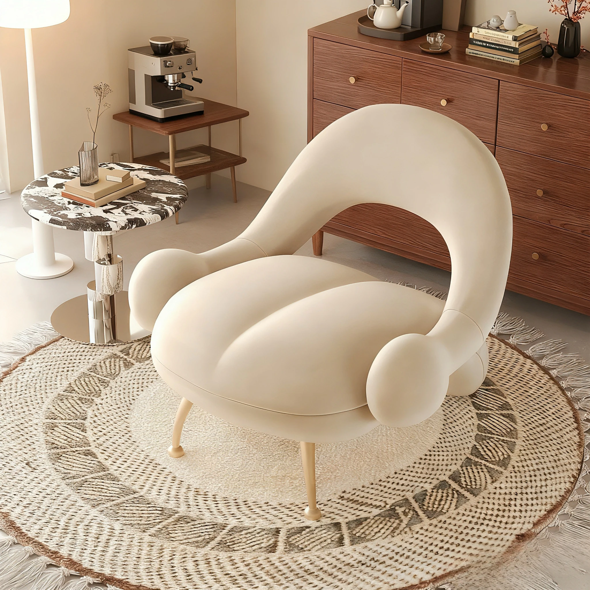 

Modern Minimalist Single Seater Armchair for Small Living Room Balcony Salon Hotel Guest Room Decor Chair Comfortable Lounge