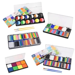 OPHIR Rainbow Water Based Face Painting Halloween Makeup Face Paint Colors Split Cakes Rainbow Makeup Palette RT012A