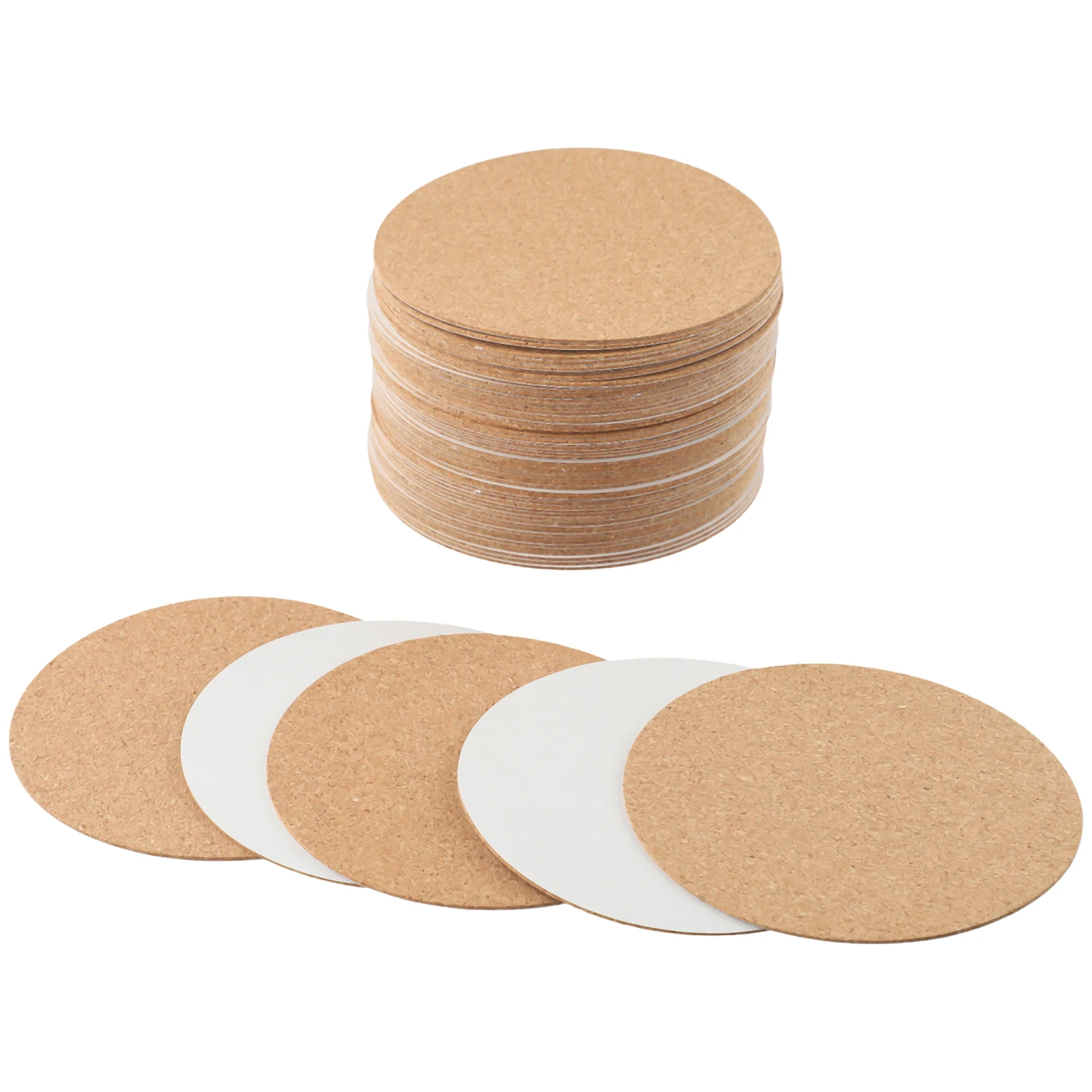 3.94 Inches 60pcs Se-lf-Adhesive Cork Coasters Cork Mats Cork Backing Sheets For Coasters DIY Kitchen Accessories