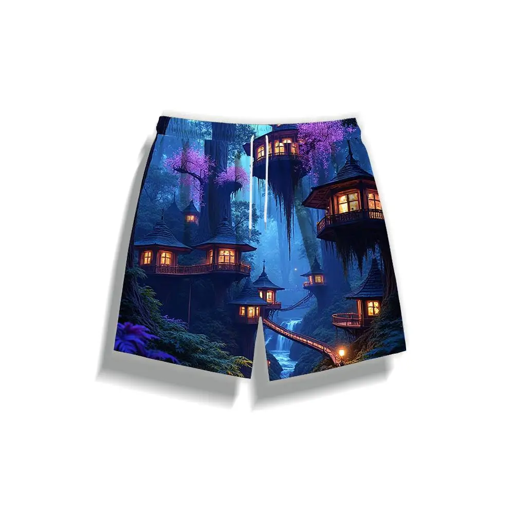 

1pcs Men's Short swim trunks2026 Summer 3D Printed Short sleeve New pants sport Breathable Quick drying running Polyester