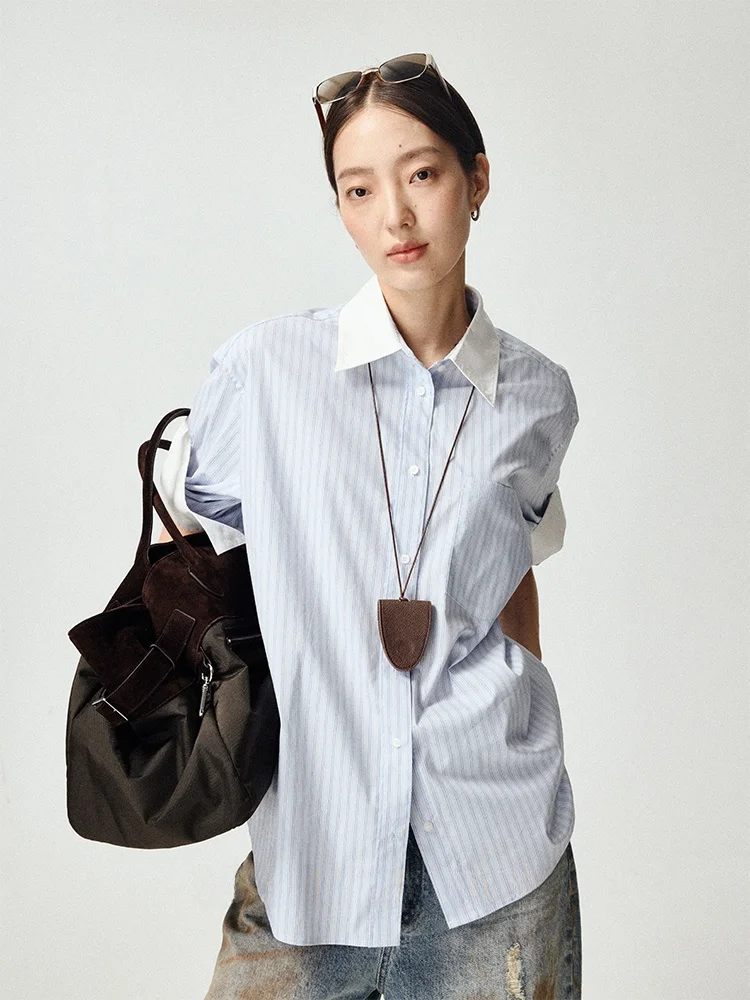 

UMILAB Dr Weaving Refreing Salt Series ort Sve irt Премиум-качество, смесовая хлопковая ткань, дизайн с полосками на манжетах H308W, повседневный свободный крой F...