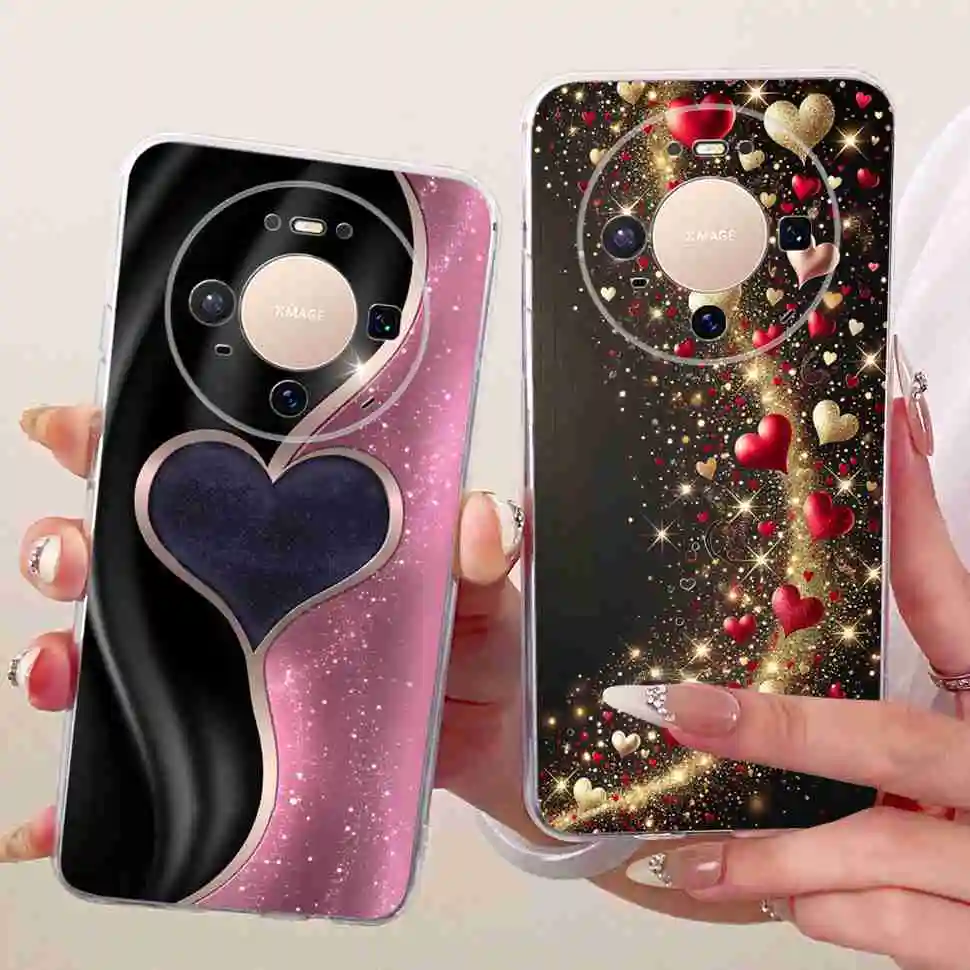 Para Huawei Mate 80 5G 2025 funda VYG-AL00 funda de silicona suave pintada con corazón dulce para Huawei Mate80 Mate 80 Fundas de TPU