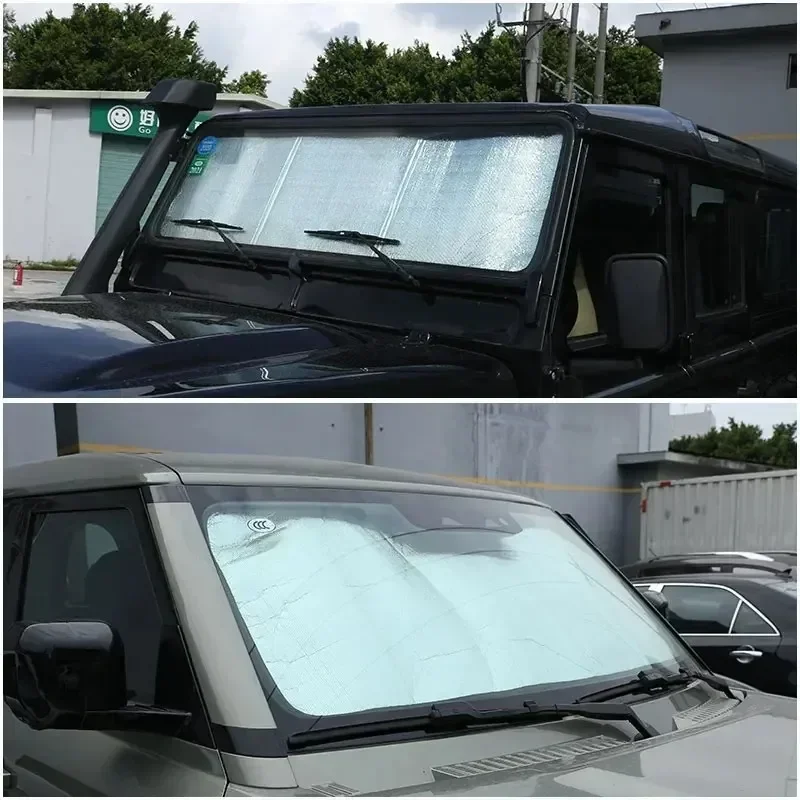 

For Land Rover Defender 90 110 130 2004-2025 Car Front Windshield Sun Shade Aluminum Foil Silver Cover Interior Accessories