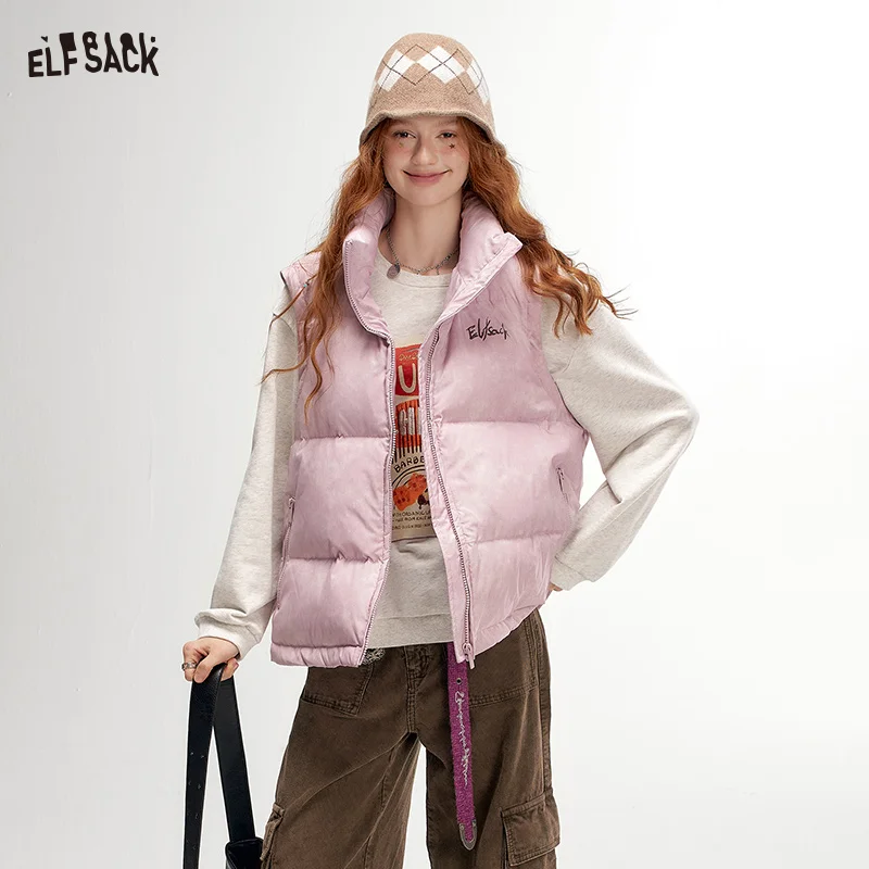 ELFSACK 2024 Autumn New Arrivals Puffed Down Vest Lightweight Warm Wide Shoulder Outerwear