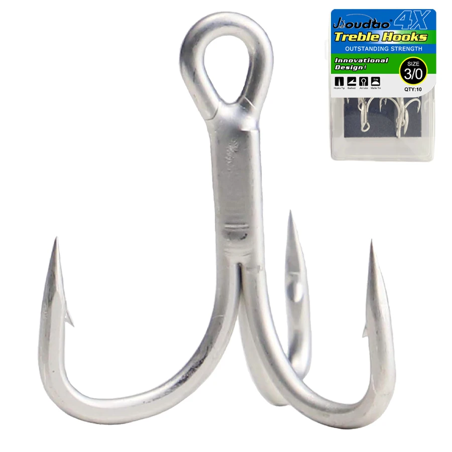 

Treble Hooks 4X Diameter Reinforced Fishing Hook 10PCS/Box Size 8# 6# 4# 2# 1# 1/0 2/0 3/0 Barbed Sharp Triple Fishing Hook