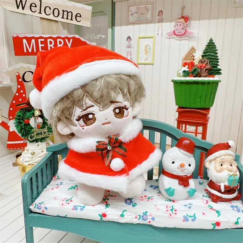 Ropa de muñeca Kawaii Idol de 10cm, bonito sombrero de Navidad, abrigo, chal, conjunto de copo de nieve, hombre de jengibre, suéter, muñeco de peluche, decoración de árbol de Navidad