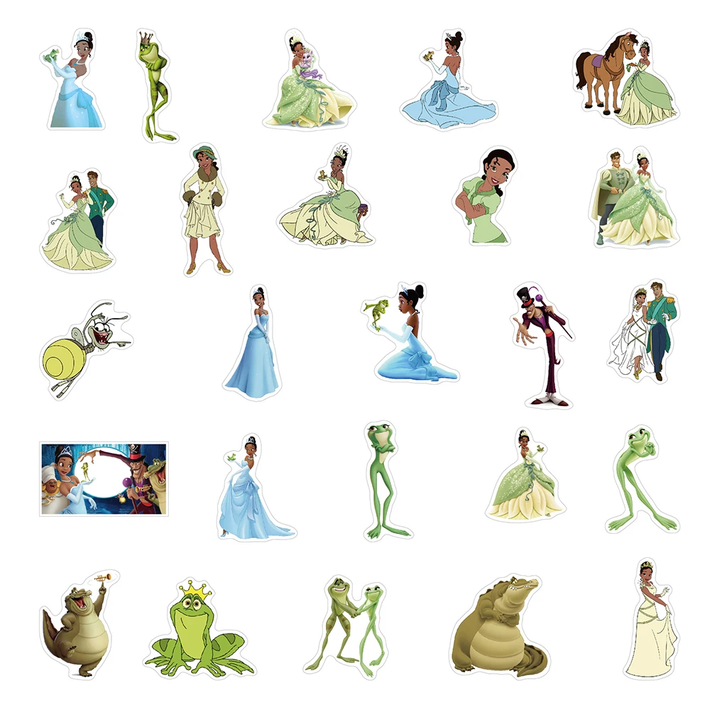 Disney-Tiana Princesa e o Sapo Adesivos, DIY, Laptop, Telefone, Bagagem, Garrafa De Água, Pacotes De Adesivos, Brinquedo Do Miúdo, 10 Pcs, 30 Pcs,