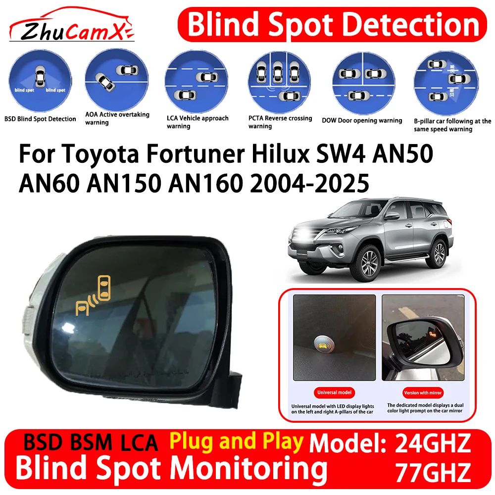 for Toyota Fortuner Hilux SW4 AN50 AN60 AN150 AN160 2004-2025 Blind Spot Detection System Lane Change Assist RCTA Radar Alert