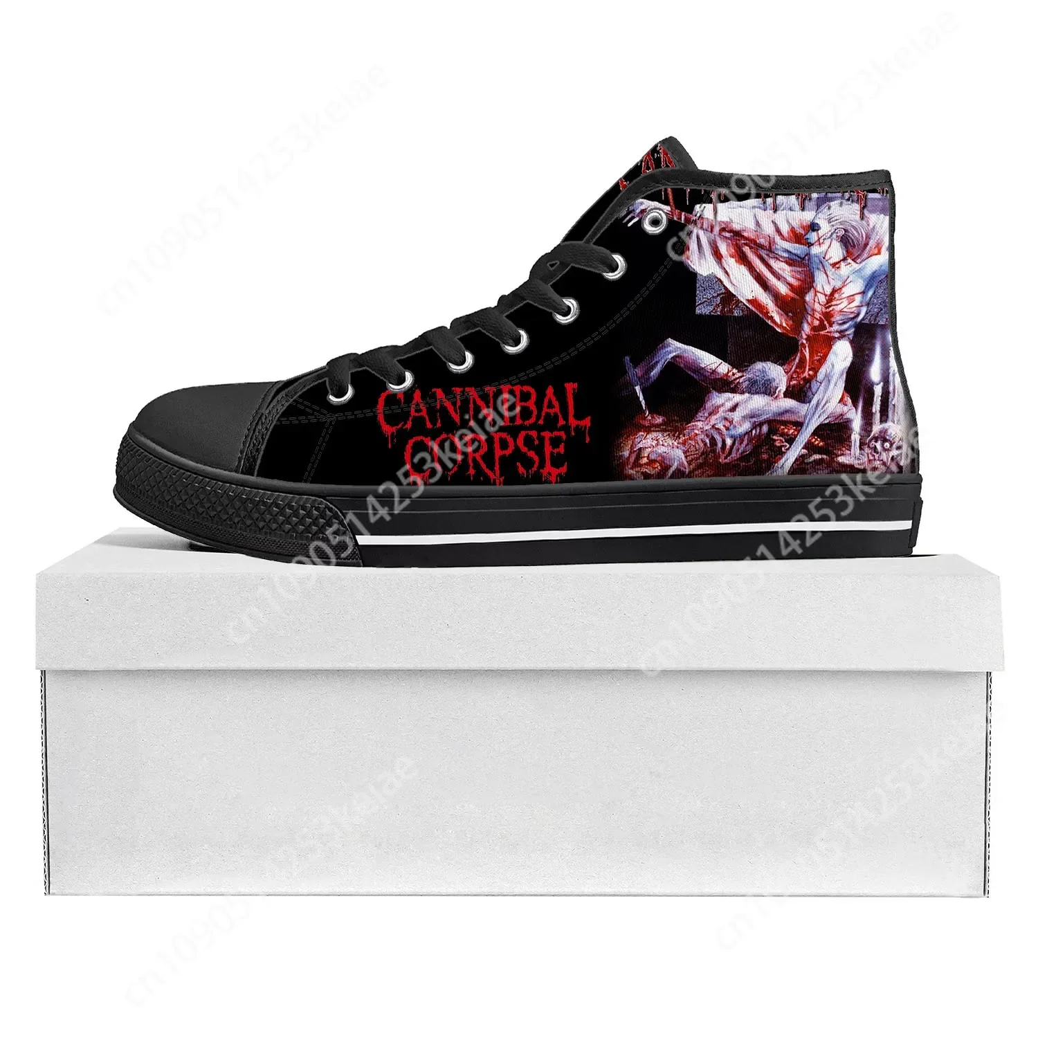 Cannibal Corpse High Top High Quality Sneakers Mens Womens Teenager Canvas Death Metal Sneaker Casual Custom Made Shoes Black