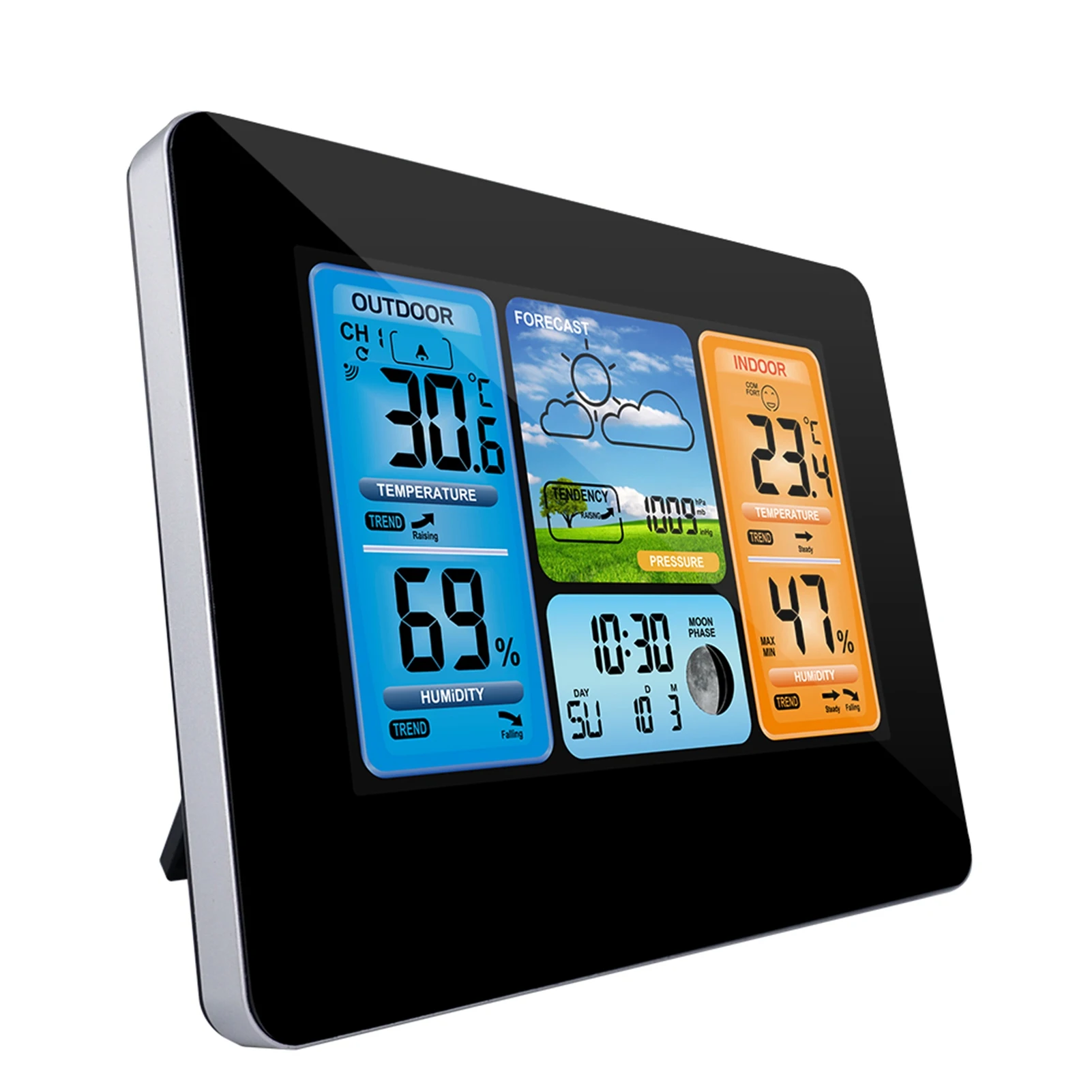 High Precision Temperature Humidity Meter Indoor Outdoor Thermometer Wireless, Weather Station with Atomic Clock HD Color