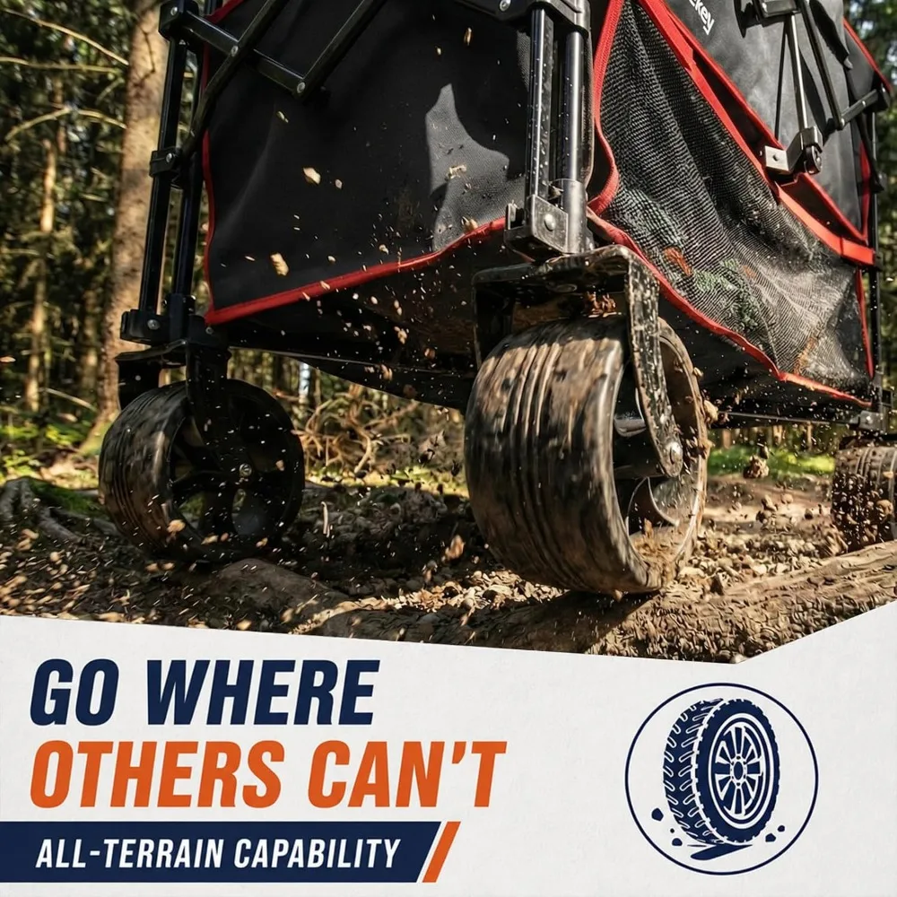 400L Double-Decker Wagon with 50in Extender, Heavy Duty Utility Cart, 500 lb Capacity