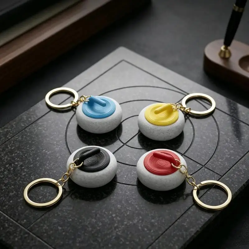 Mini Curling Keychain With Realistic Design And Durable Gold Key Ring Perfect For Curling Fans Souvenir Gift