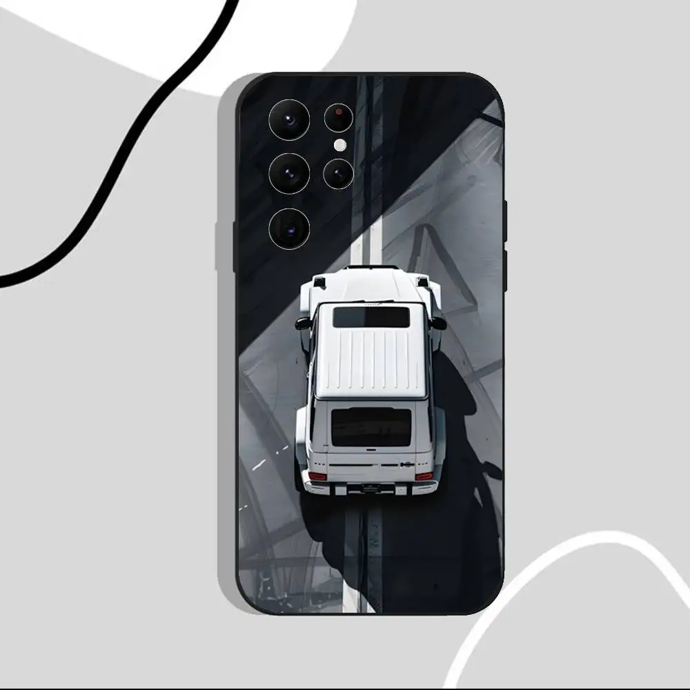 حافظة هاتف رياضية M-Mercedes Car G لهاتف سامسونج S25، S24 Ultra، S20، S30 plus، S22 plus، S23، S30 Ultra 5G غلاف أسود من السيليكون